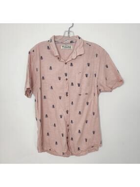 Coconut Connection Pink Pineapple Button Up Shirt Mens XL Short Sleeve Hawaii